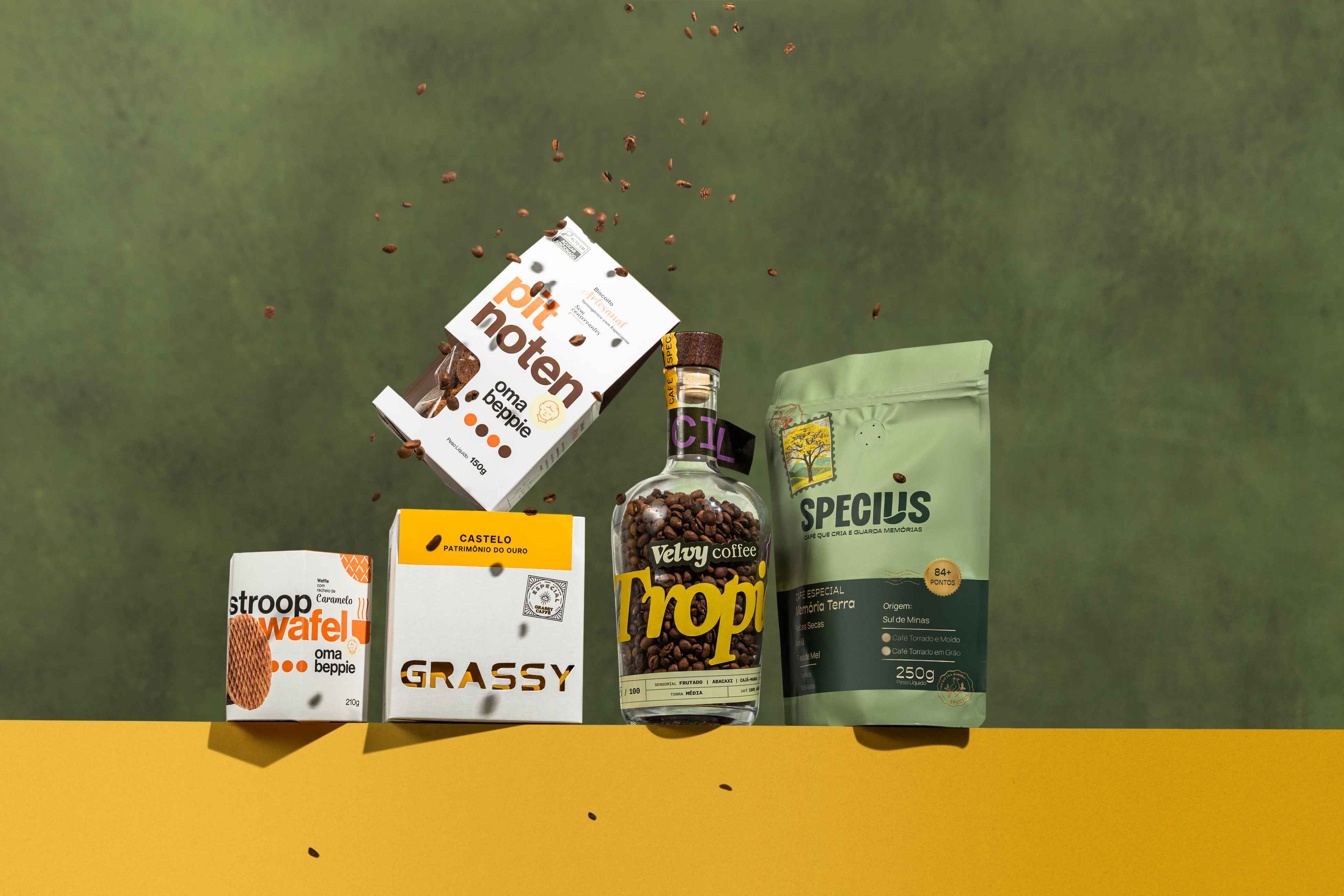 Variedade de cafés especiais e harmonizações de diferentes marcas